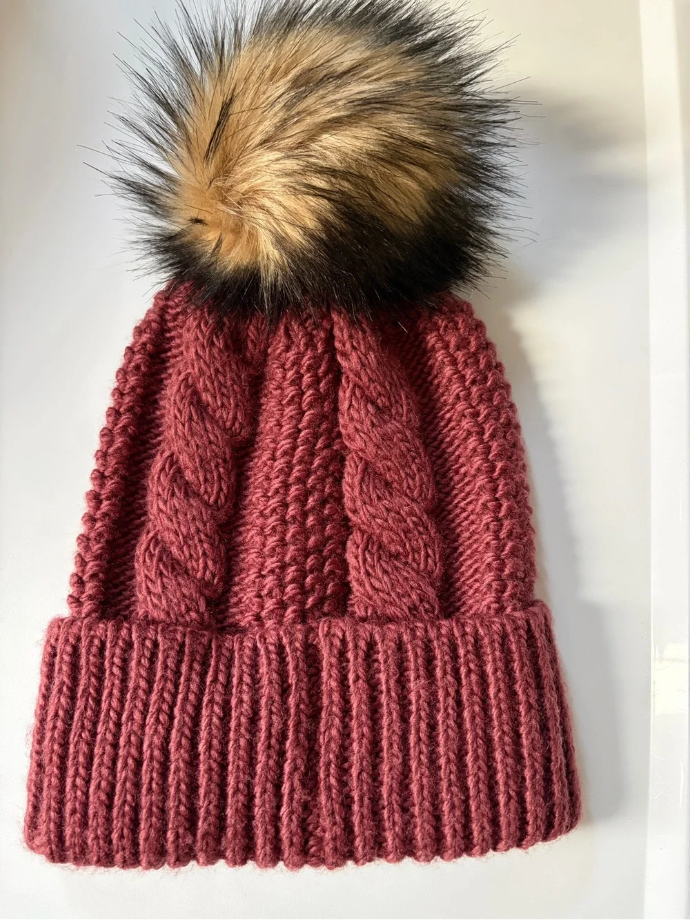 The North Face Cable Knit Pom Beanie - Rosewood Womens Hat
